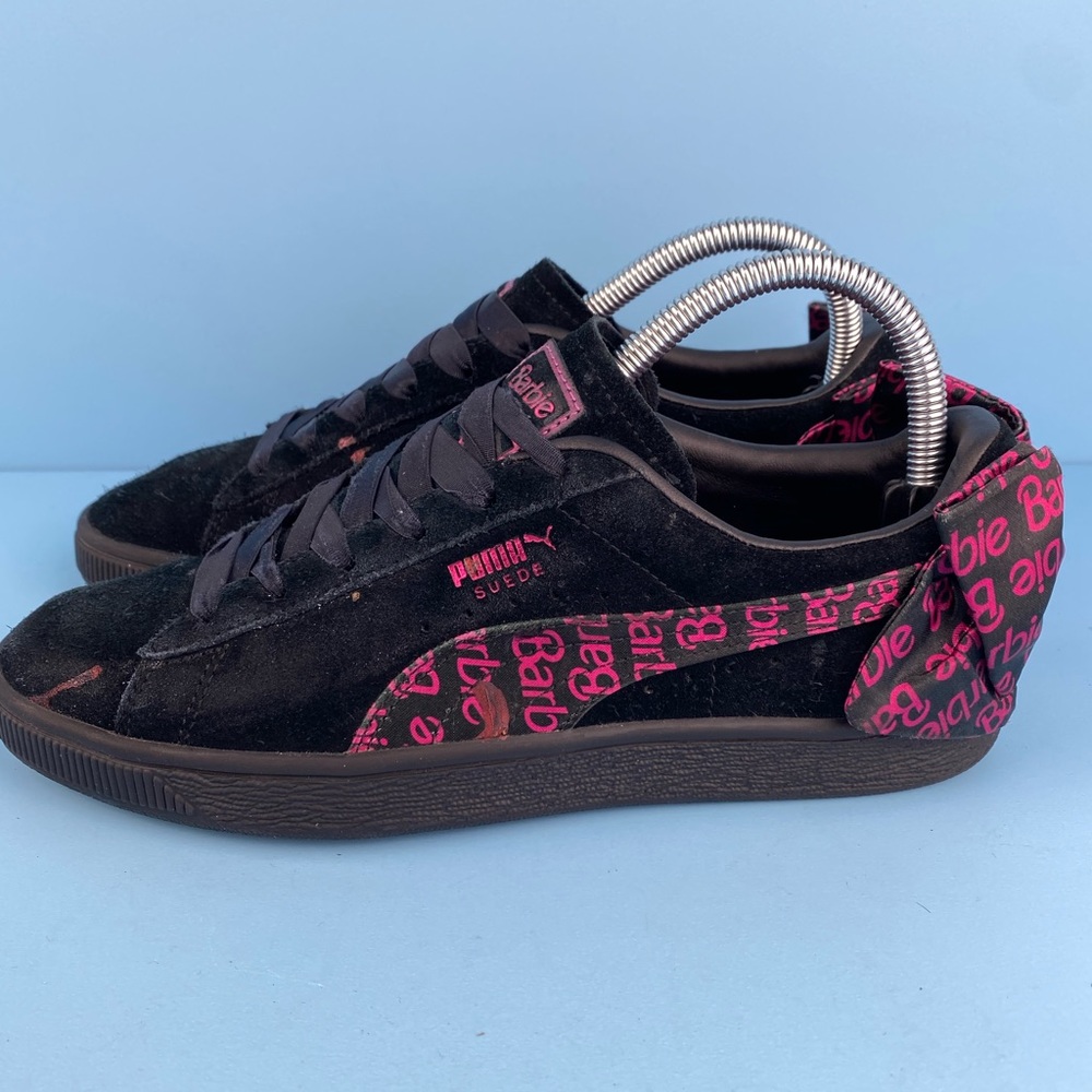 Puma x Barbie low top suede shoes.